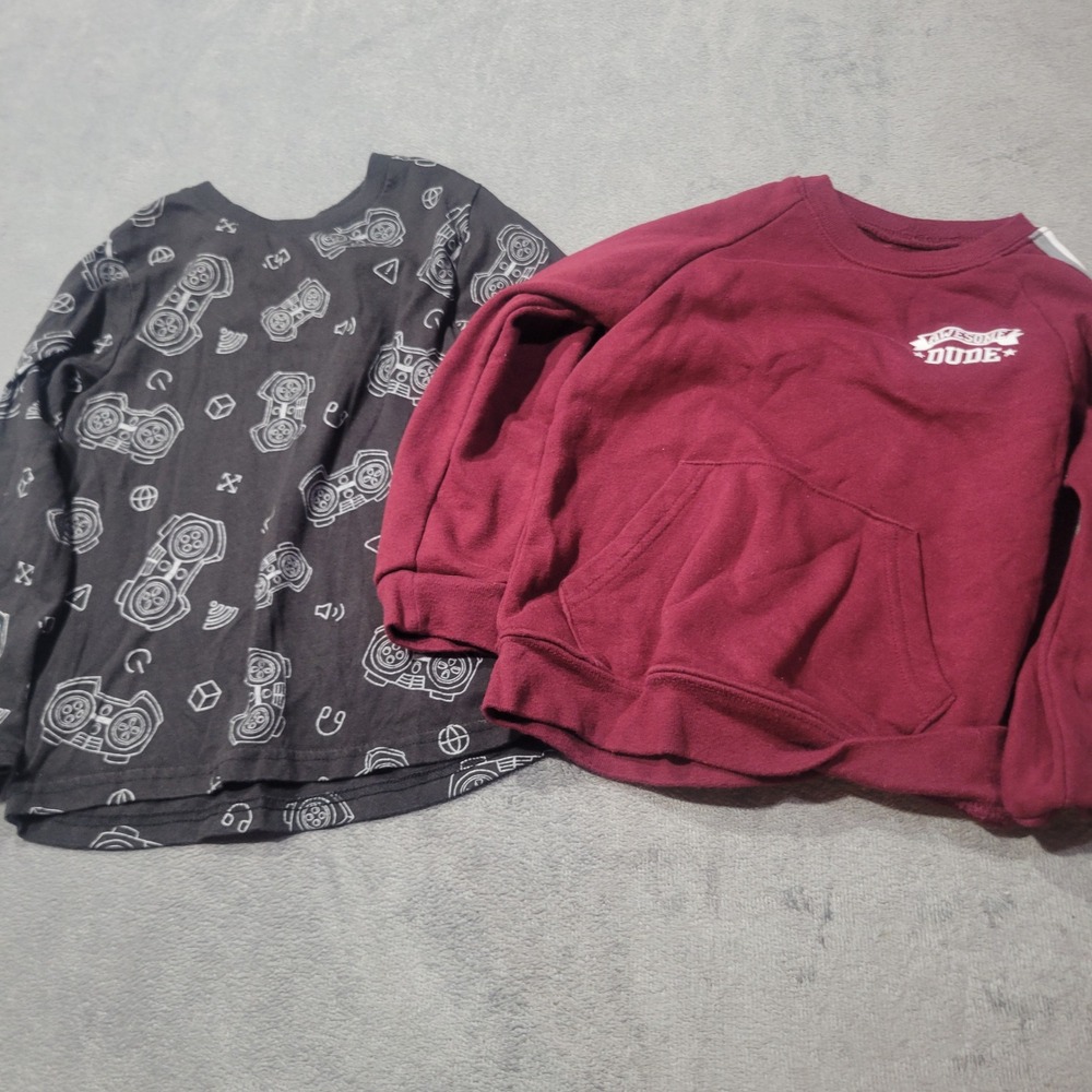 Garanimals Shirt Sweatshirt Bundle Boys 5T Charcoal‎ Burgundy Gamer Awesome Dude